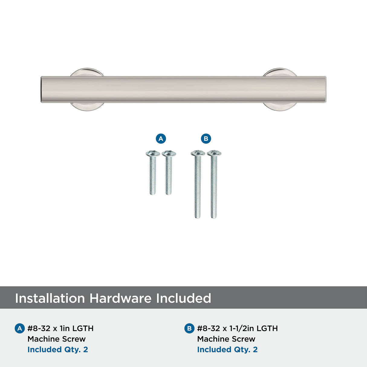 Amerock Corp BP37104PN Everett Pull, 3-3/4 in (96 mm) Center-to-Center, Polished Nickel