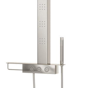 PULSE ShowerSpas 7002-SSB Paradise Shower System with Rain Showerhead, 3 Body Sprays, Hand Shower, Shelf with Wash Cloth Holder, Brushed Stainless Steel