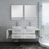 Fresca FVN6160GR-VSL-D Fresca Lucera 60" Gray Wall Hung Double Vessel Sink Modern Bathroom Vanity w/ Medicine Cabinets