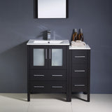 Fresca FVN62-2412ES-UNS Fresca Torino 36" Espresso Modern Bathroom Vanity w/ Side Cabinet & Integrated Sinks