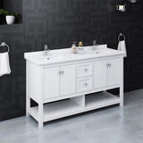 Fresca FCB2360WH-D-CWH-U Double Sink Cabinet with Sinks