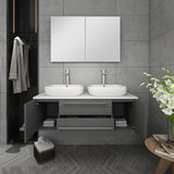 Fresca FVN6148ES-VSL-D Fresca Lucera 48" Espresso Wall Hung Double Vessel Sink Modern Bathroom Vanity w/ Medicine Cabinet