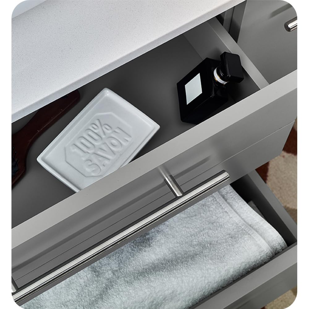 Fresca FVN6136GR-VSL-L Fresca Lucera 36" Gray Wall Hung Vessel Sink Modern Bathroom Vanity w/ Medicine Cabinet - Left Version