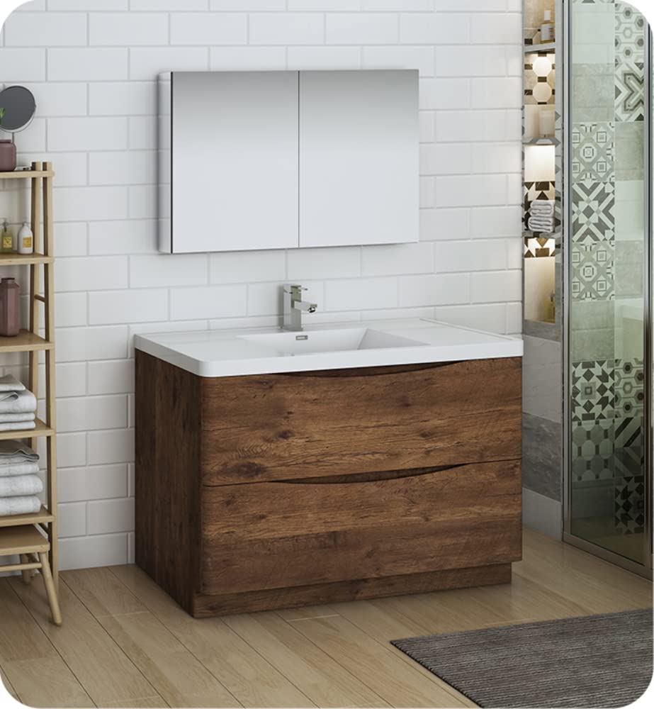 Fresca FVN9148RW Fresca Tuscany 48" Rosewood Free Standing Modern Bathroom Vanity w/ Medicine Cabinet