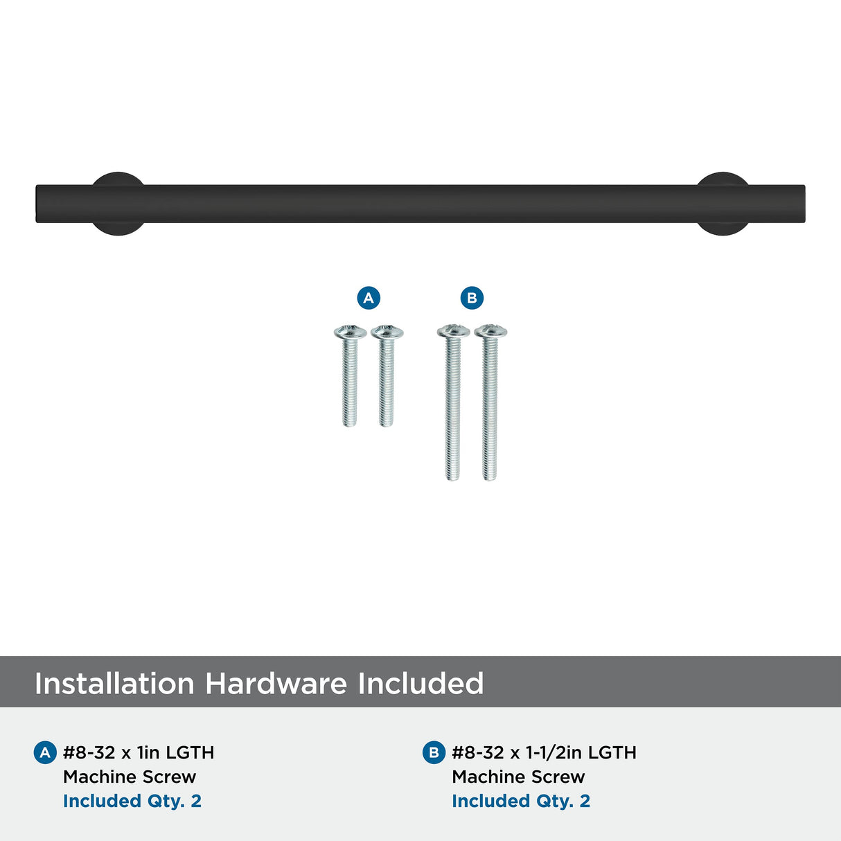 Amerock Corp BP37108MB Everett Pull, 8-13/16 in (224 mm) Center-to-Center, Matte Black
