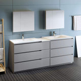 Fresca FVN93-361236GR-D Fresca Lazzaro 84" Gray Free Standing Double Sink Modern Bathroom Vanity w/ Medicine Cabinet