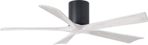 Matthews Fan IR5H-BK-MWH-52 Irene-5H five-blade flush mount paddle fan in Matte Black finish with 52” solid matte white wood blades. 