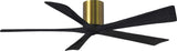Matthews Fan IR5H-BRBR-BK-60 Irene-5H five-blade flush mount paddle fan in Brushed Brass finish with 60” solid matte black wood blades. 