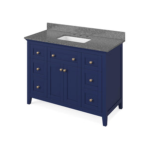Jeffrey Alexander VKITCHA48BLBOR 48" Hale Blue Chatham Vanity, Boulder Cultured Marble Vanity Top, undermount rectangle bowl