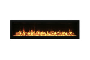 Amantii SYM-74 Symmetry Smart Electric  74" Indoor / Outdoor WiFi Enabled Built In Fireplace, Featuring a MultiFunction Remote Control , Multi Speed Flame Motor and a 10 piece Birch Log Set