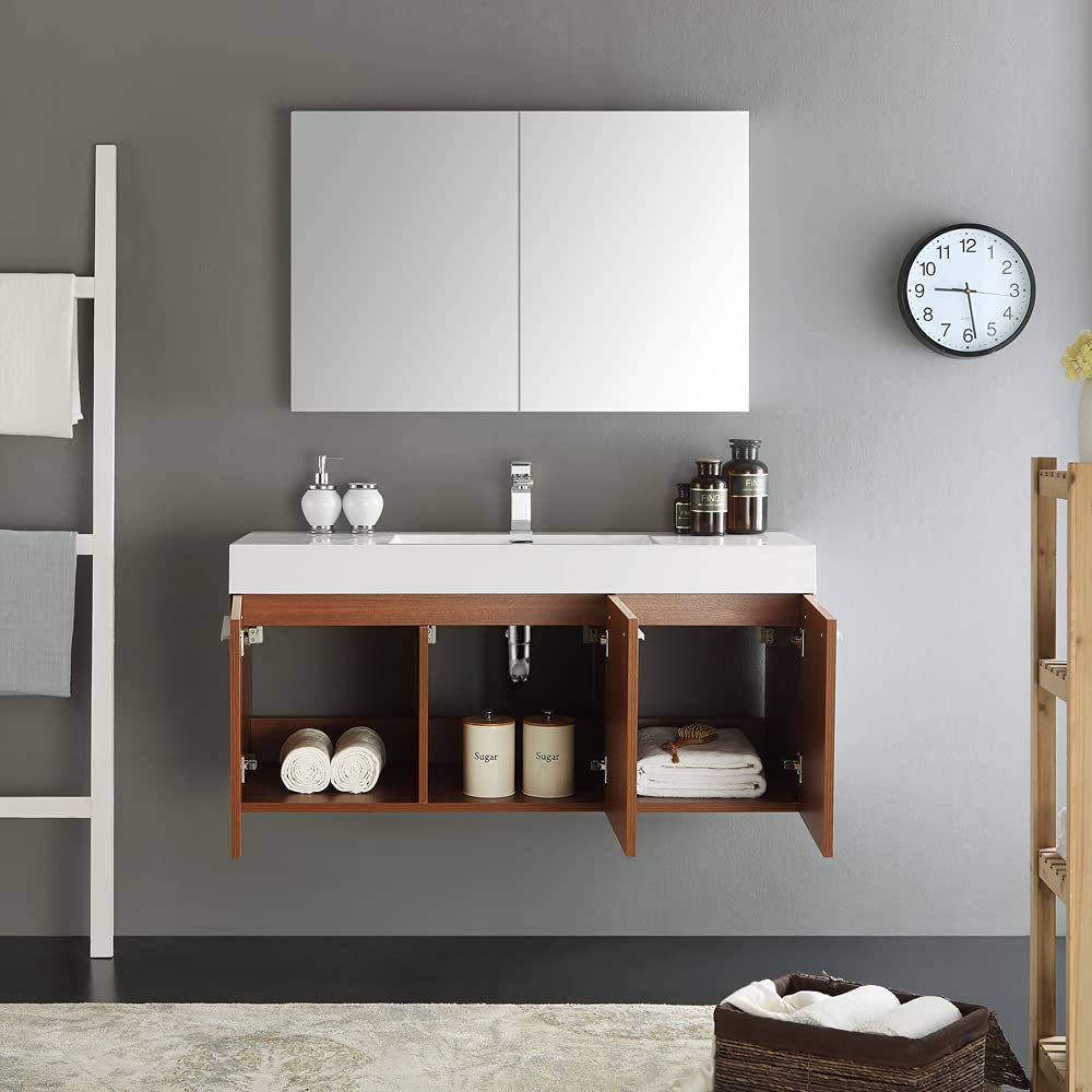 Fresca FVN8092GO Fresca Vista 48" Gray Oak Wall Hung Modern Bathroom Vanity w/ Medicine Cabinet