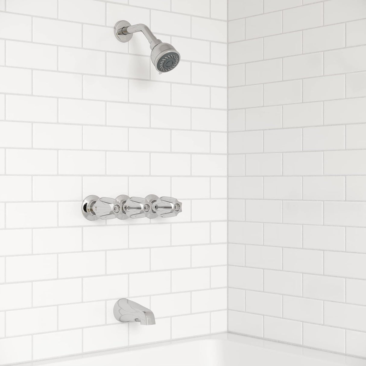 Polished Chrome Pfister 3-handle Tub & Shower Faucet LG01-1120