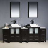 Fresca FVN62-72ES-VSL Fresca Torino 84" Espresso Modern Double Sink Bathroom Vanity w/ 3 Side Cabinets & Vessel Sinks