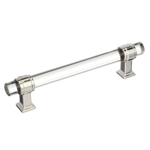Amerock Cabinet Pull Clear/Polished Nickel 5-1/16 inch (128 mm) Center to Center Glacio 1 Pack Drawer Pull Drawer Handle Cabinet Hardware