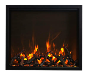 Amantii TRD-48 Traditional Smart Electric 48" Indoor / Outdoor WiFi Enabled Insert, Featuring a Multi Function Remote Control, Multi Flame Speeds, and Two 10 Piece Birch Log Set