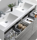 Fresca FCB9260HA-D Fresca Catania 60" Glossy Ash Gray Wall Hung Double Sink Modern Bathroom Cabinet