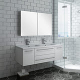 Fresca FVN6148ES-UNS-D Fresca Lucera 48" Espresso Wall Hung Double Undermount Sink Modern Bathroom Vanity w/ Medicine Cabinet