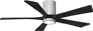 Matthews Fan IR5HLK-BW-BK-52 IR5HLK five-blade flush mount paddle fan in Barn Wood finish with 52” solid matte black wood blades and integrated LED light kit.