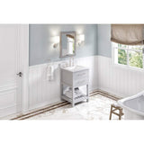 Jeffrey Alexander VKITWAV24GRWCR 24" Grey Wavecrest Vanity, White Carrara Marble Vanity Top, undermount rectangle bowl