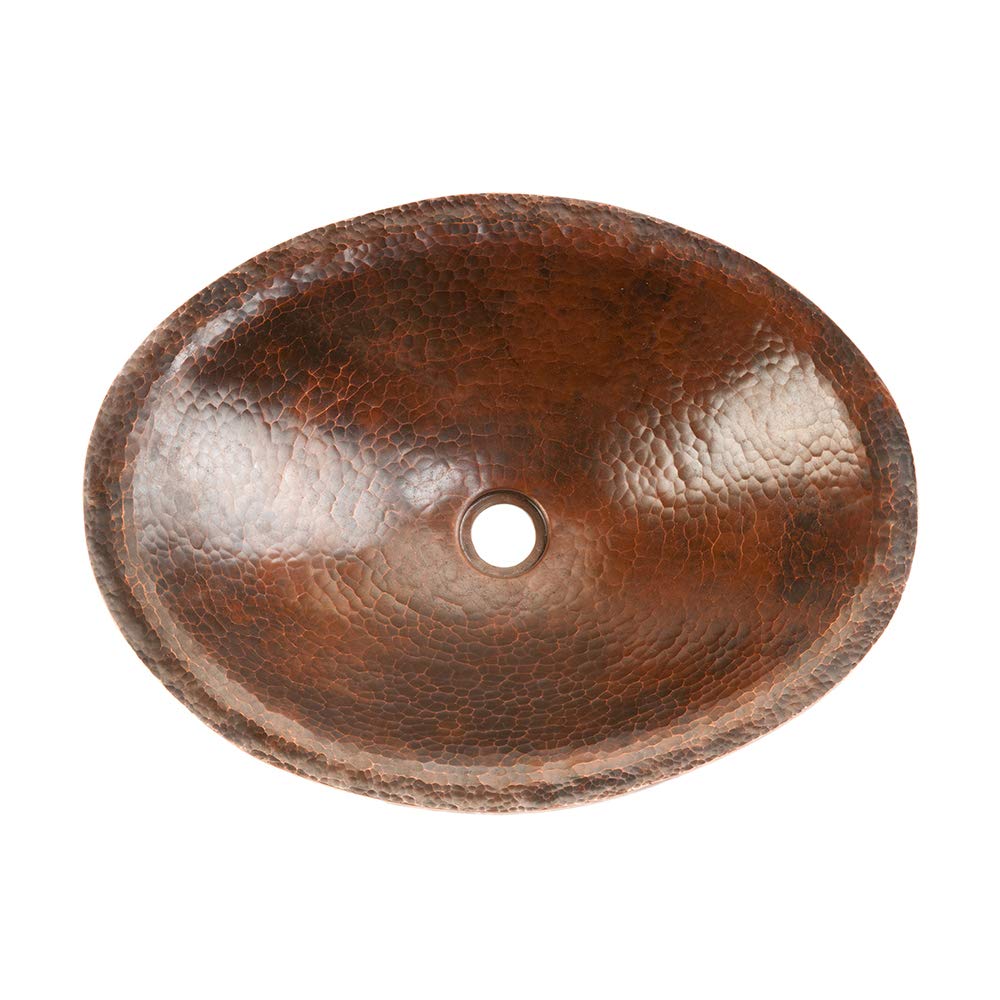 Premier Copper Products PVOVAL20 20-Inch Oval Hand Forged Old World Copper Vessel Sink, Oil Rubbed Bronze