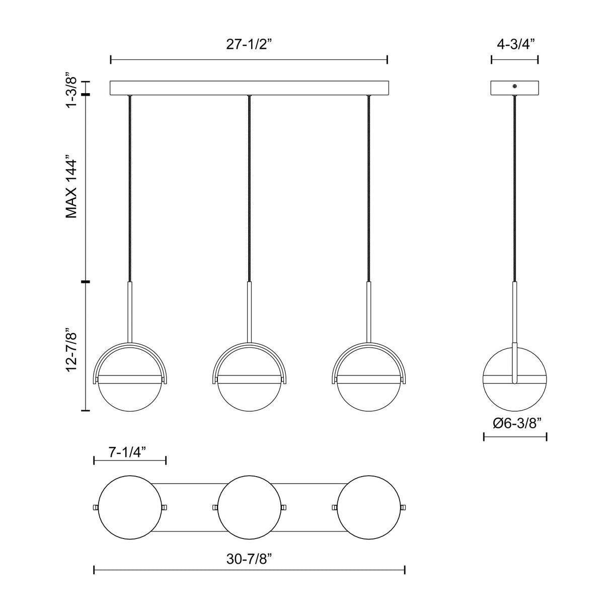 Alora LP301003MB GLOBO LINEAR PENDANT LED MATTE BLACK