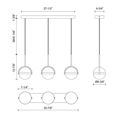 Alora LP301003MB GLOBO LINEAR PENDANT LED MATTE BLACK