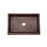 Premier Copper Products 30-inch Hammered Copper Apron Front Single Basin Kitchen Sink w/Barrel Strap Design
