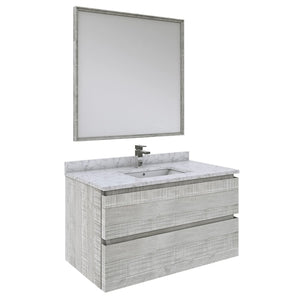 Fresca FVN3136ASH Fresca Formosa 36" Wall Hung Modern Bathroom Vanity w/ Mirror in Ash