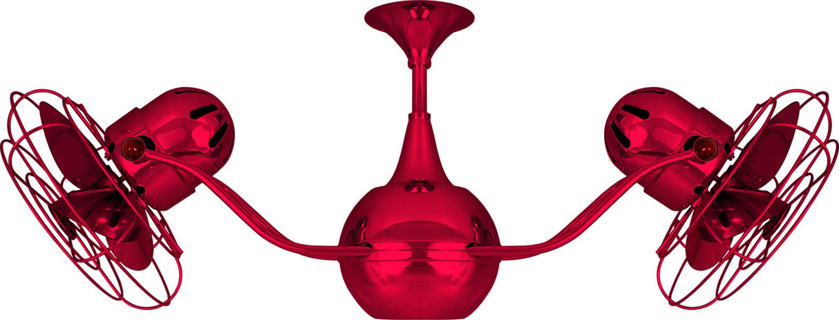 Matthews Fan VB-RED-MTL Vent-Bettina 360° dual headed rotational ceiling fan in Rubi (Red) finish with metal blades.