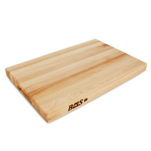 John Boos R01 Maple Wood Cutting Board for Kitchen Prep, 1.5 Inch Thick, Large Edge Grain Rectangular Reversible Charcuterie Block, 18
