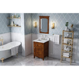 Jeffrey Alexander VKITCHA24CHWCR 24" Chocolate Chatham Vanity, White Carrara Marble Vanity Top, undermount rectangle bowl