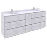 Fresca FCB31-361236RWH-FC-CWH-U Fresca Formosa 84" Floor Standing Double Sink Modern Bathroom Cabinet w/ Top & Sinks in Rustic White