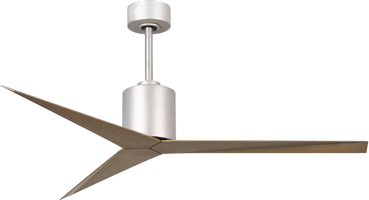 Matthews Fan EK-BN-GA Eliza 3-blade paddle fan in Brushed Nickel finish with gray ash all-weather ABS blades. Optimized for wet locations.