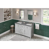 Jeffrey Alexander VKITSAV60GRBOR 60" Grey Savino Vanity, double bowl, Boulder Cultured Marble Vanity Top, two undermount rectangle bowls