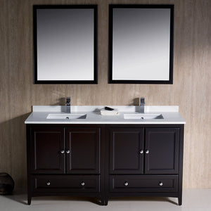 Fresca FVN20-3030ES Fresca Oxford 60" Espresso Traditional Double Sink Bathroom Vanity