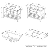 Jeffrey Alexander VKITWAV48GRBOR 48" Grey Wavecrest Vanity, Boulder Cultured Marble Vanity Top, undermount rectangle bowl