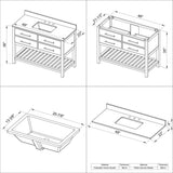 Jeffrey Alexander VKITWAV48BLWCR 48" Hale Blue Wavecrest Vanity, White Carrara Marble Vanity Top, undermount rectangle bowl