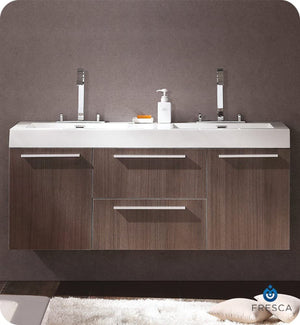 Fresca FCB8013GO-I Fresca Opulento 54" Gray Oak Modern Double Sink Bathroom Cabinet w/ Integrated Sinks