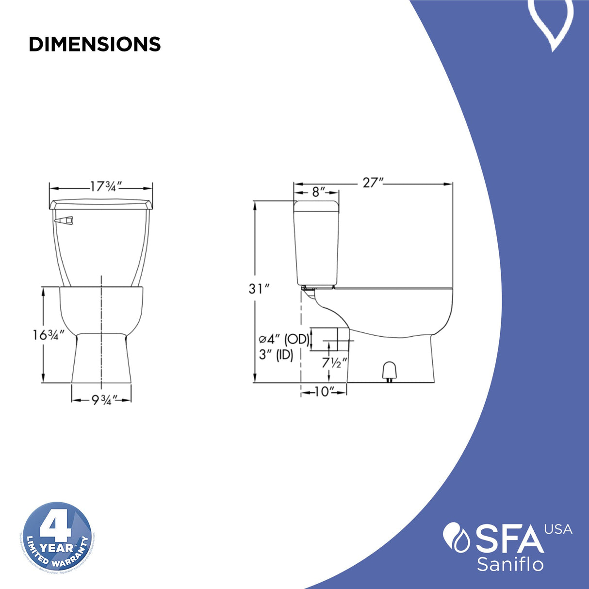 SANIFLO Toilet Tank - Residential - EPA Certified - White