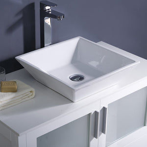 Fresca FVN6236WH-VSL Fresca Torino 36" White Modern Bathroom Vanity w/ Vessel Sink