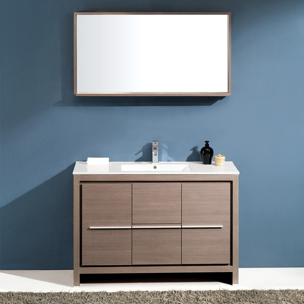 Fresca FVN8148GO Fresca Allier 48" Gray Oak Modern Bathroom Vanity w/ Mirror