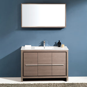 Fresca FVN8148GO Fresca Allier 48" Gray Oak Modern Bathroom Vanity w/ Mirror
