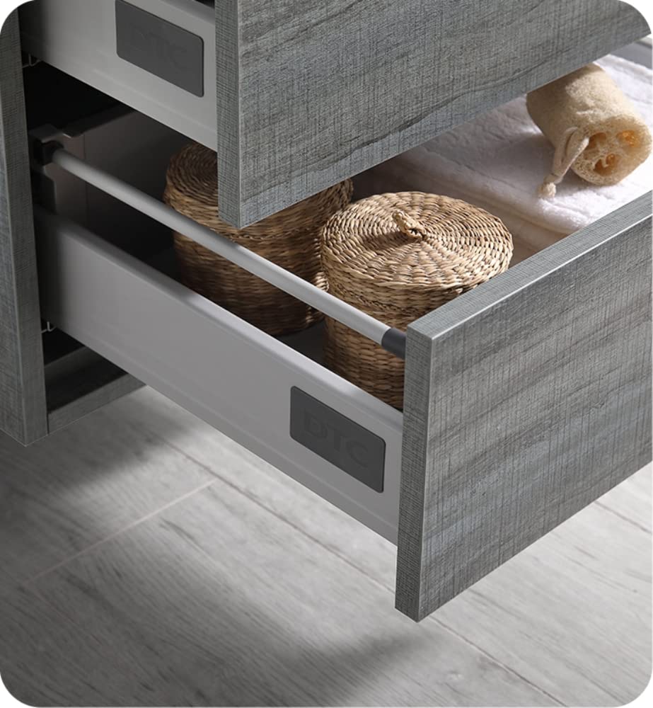 Fresca FCB9248OG-D Fresca Catania 48" Ocean Gray Wall Hung Double Sink Modern Bathroom Cabinet