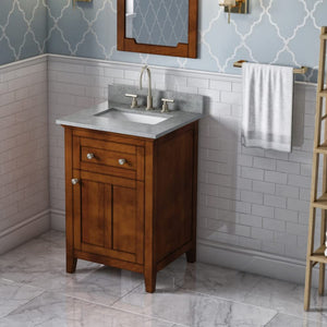 Jeffrey Alexander VKITCHA24CHSGR 24" Chocolate Chatham Vanity, Steel Grey Cultured Marble Vanity Top, undermount rectangle bowl