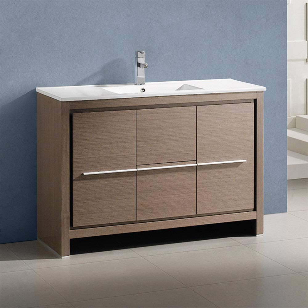 Fresca FCB8148GO-I Fresca Allier 48" Gray Oak Modern Bathroom Cabinet w/ Sink