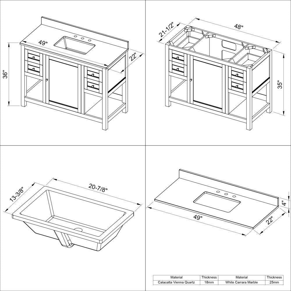 Jeffrey Alexander VKITAST48ESSGR 48" Espresso Astoria Vanity, Steel Grey Cultured Marble Vanity Top, undermount rectangle bowl