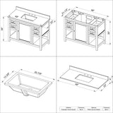 Jeffrey Alexander VKITAST48GRCQR 48" Grey Astoria Vanity, Calacatta Vienna Quartz Vanity Top, undermount rectangle bowl