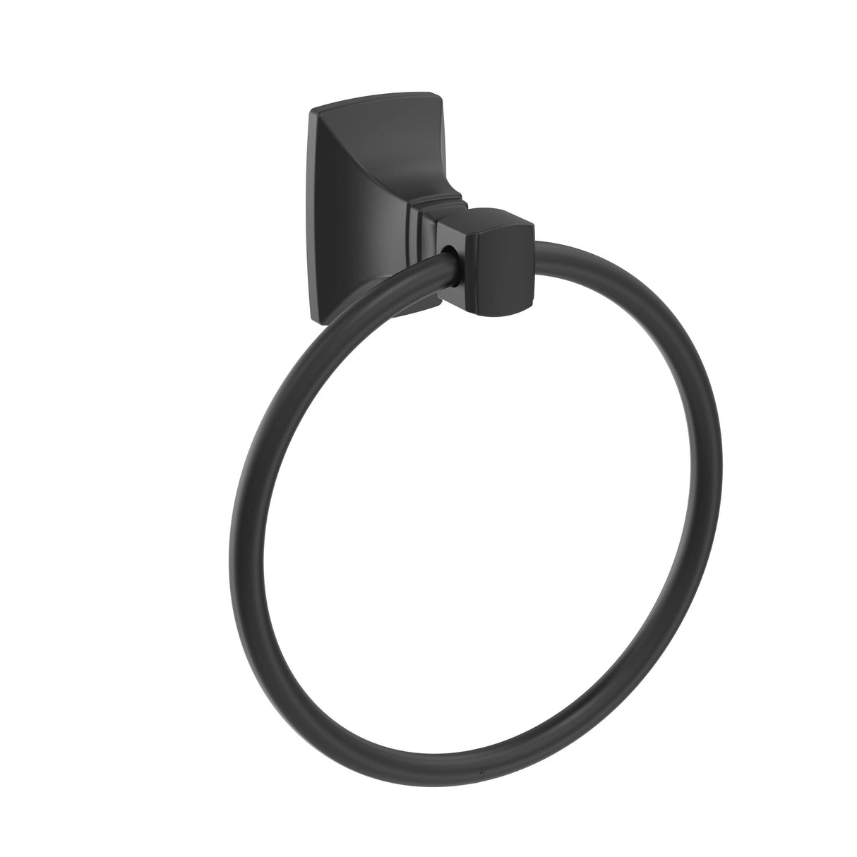 Amerock BH36012MB Matte Black Towel Ring 7-7/16 in (189 mm) Length Towel Holder Highland Ridge Hand Towel Holder for Bathroom Wall Small Kitchen Towel Holder Bath Accessories