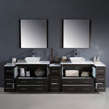 Fresca FVN62-108ES-VSL Fresca Torino 108" Espresso Modern Double Sink Bathroom Vanity w/ 3 Side Cabinets & Vessel Sinks