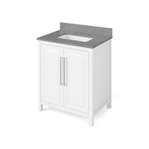 Jeffrey Alexander VKITCAD30WHSGR 30" White Cade Vanity, Steel Grey Cultured Marble Vanity Top, undermount rectangle bowl